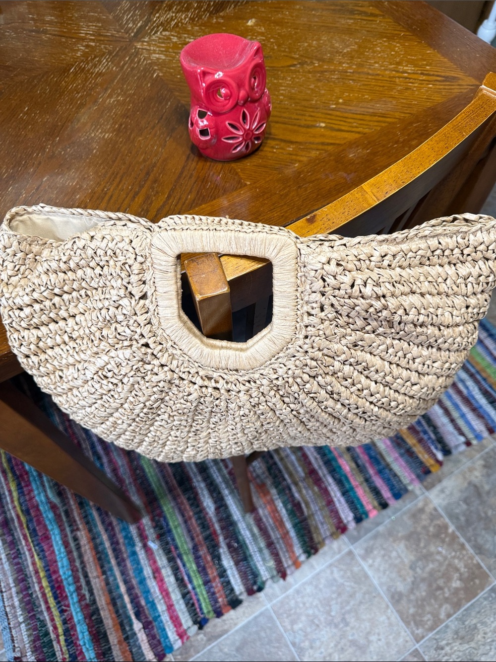 Woven Straw Clutch Wristlet in Natural Beige